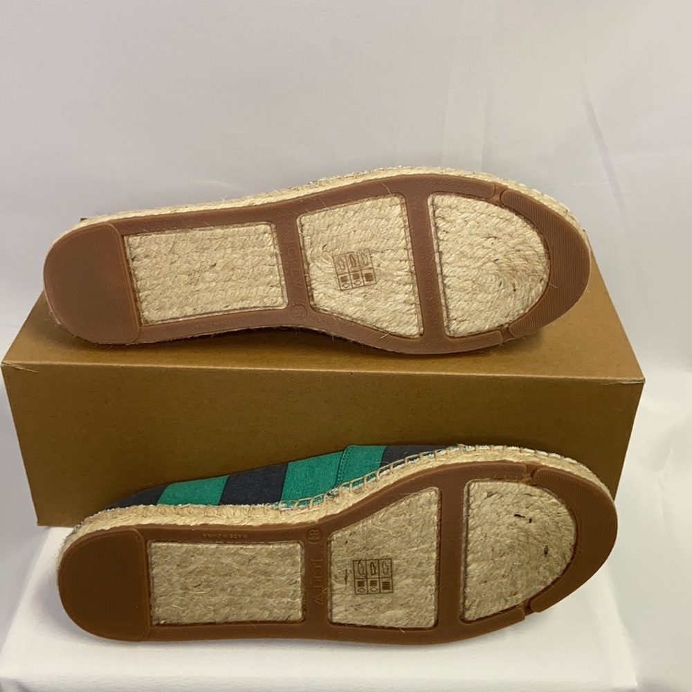 J Crew Striped Canvas Espadrilles Navy Kelly - Picture 4 of 6